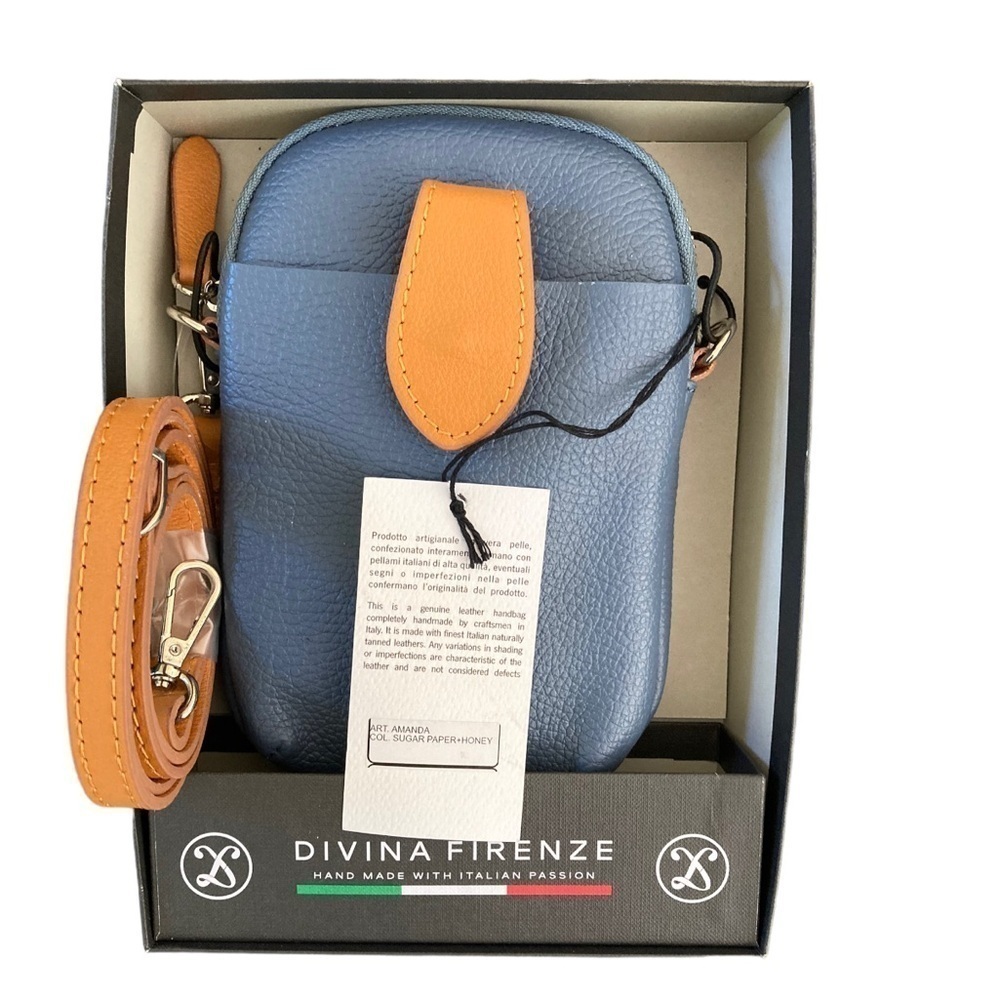 Divina Firenze NWT Crossbody Bag Purse Italian Leather Blue